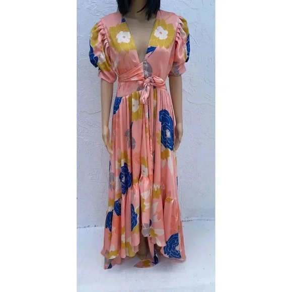 New without tag Gloryang Atelier Womens Wrap Ruffled Kimono Long Dress Sz S/M - Picture 14 of 15